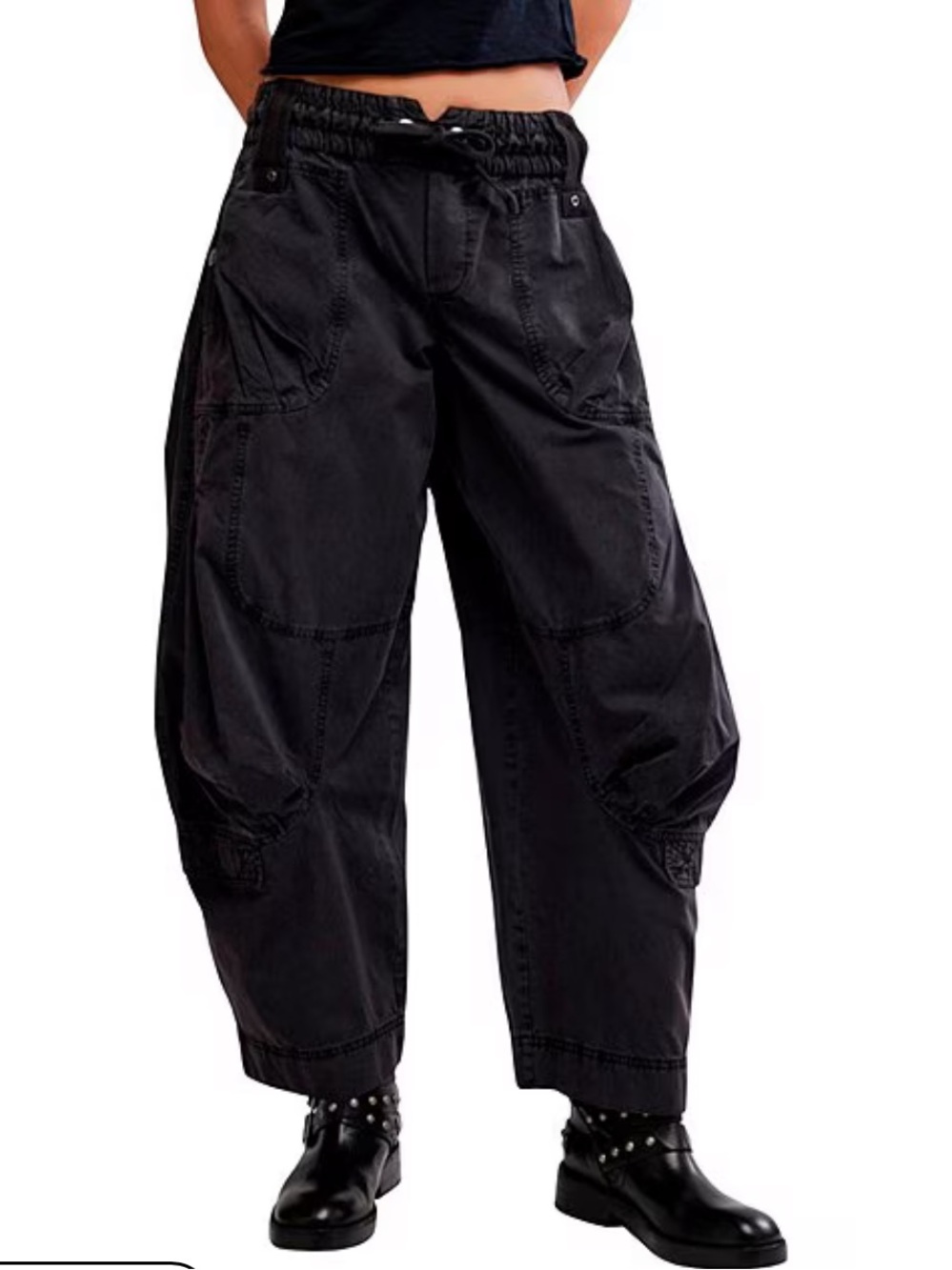 Free People We The Free Onset Pull On Cargo Pants Black Sand Medium NWT Barrel